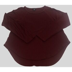 Rue 21 Women's Pullover Long Sleeve Shirt XL Red Waffle Knit Scoop Neck Sweater